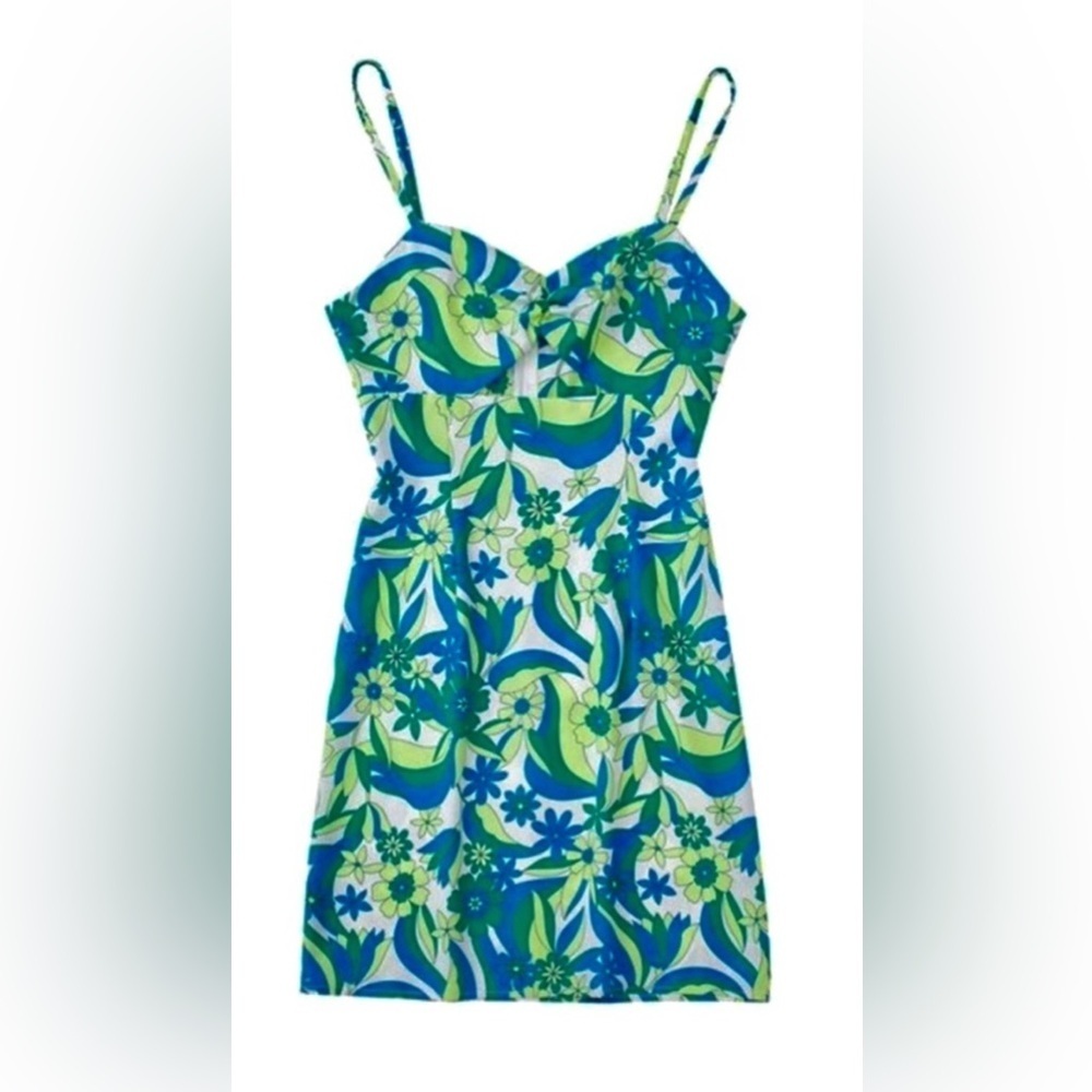 Zara blue/green floral mini dress, small